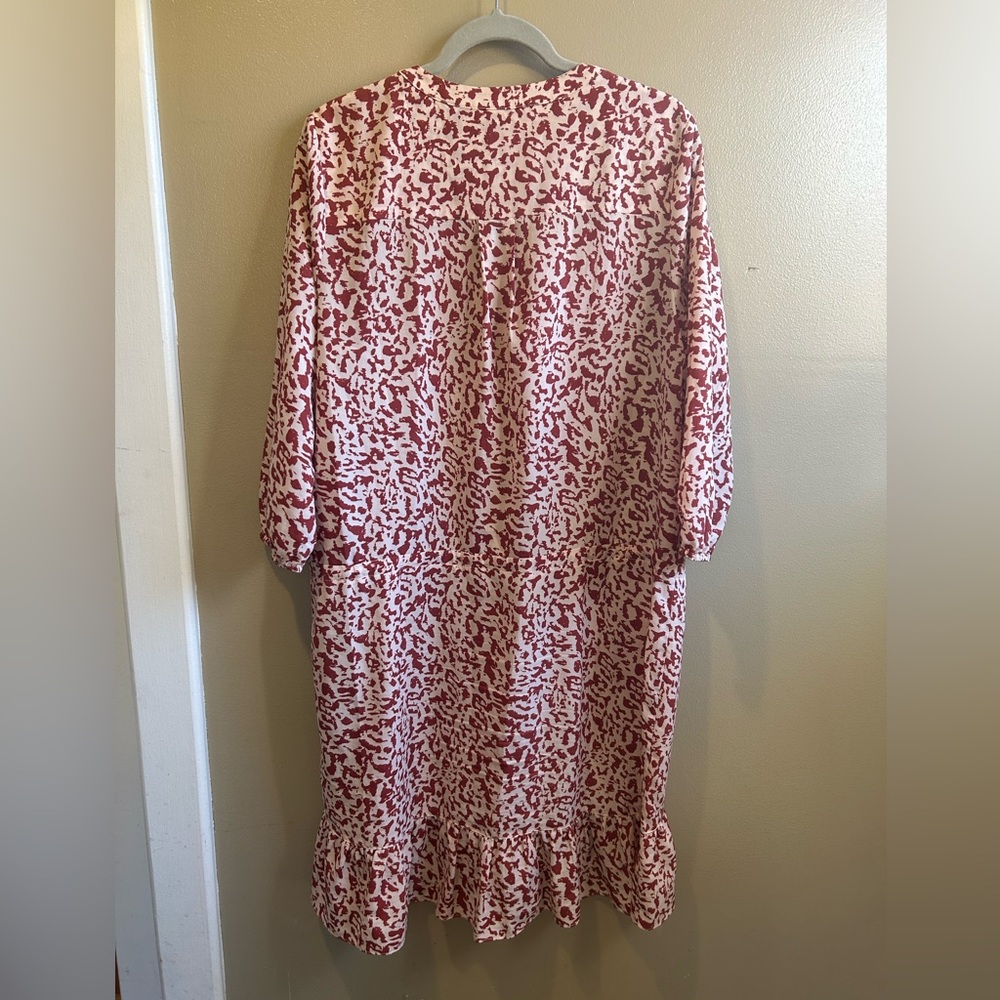 CAbi Sienna Rust Animal Print Dress Drawstring Ruffle Large L Boho Leopard Flowy - Picture 3 of 9